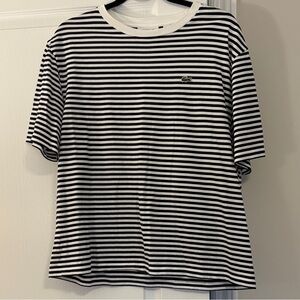 Lacoste Navy and White Striped Tee